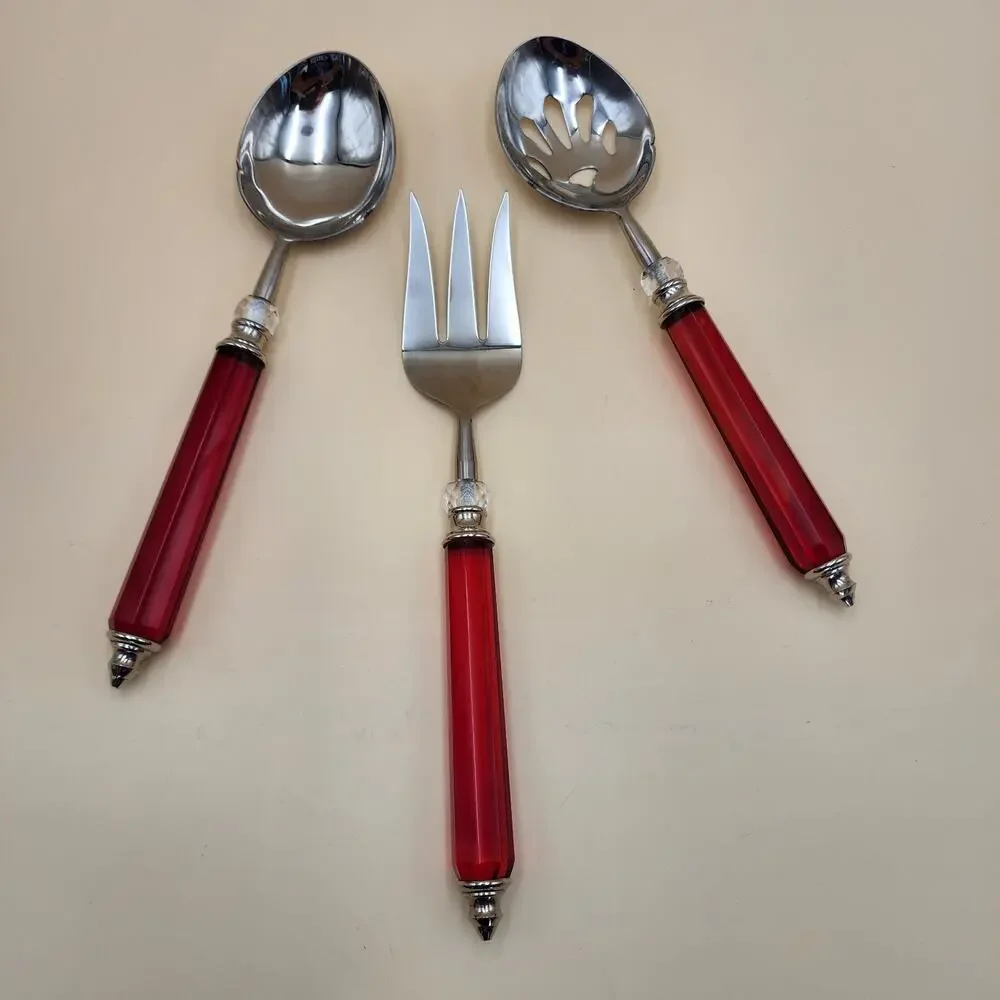 Lenox Holiday Jewel 3-Piece Serving Set Spoon Pierced Spoon Cold Meat Fork Boxed